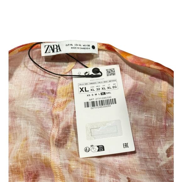 NWT! Zara Linen Floral Ruffled Midi V-Neck Dress - Blogger Favorite - Size XL - Picture 16 of 16